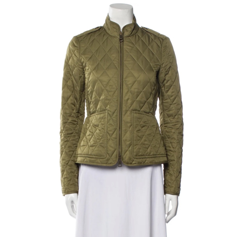 NWT BURBERRY Thermoregulated Diamond Quilted Jacket in Dark Olive Green